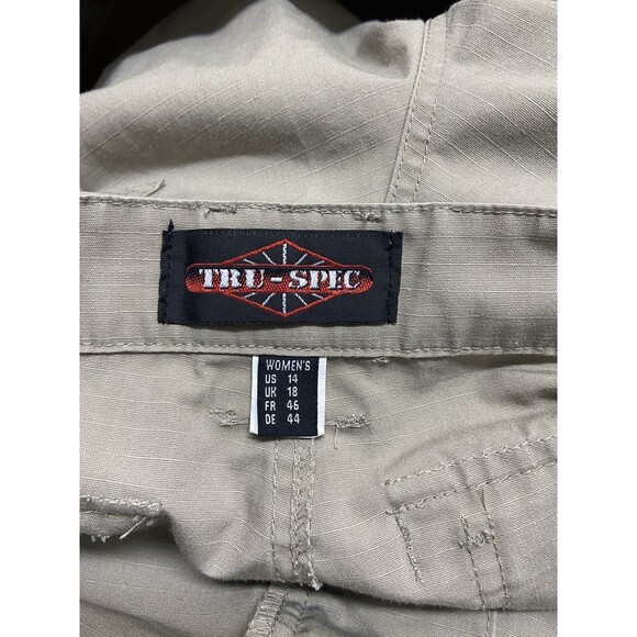 True Spec Womens Cargo Pants Khaki Plus 14 Straight Leg Utility Work Ripstop Euc - Picture 11 of 11